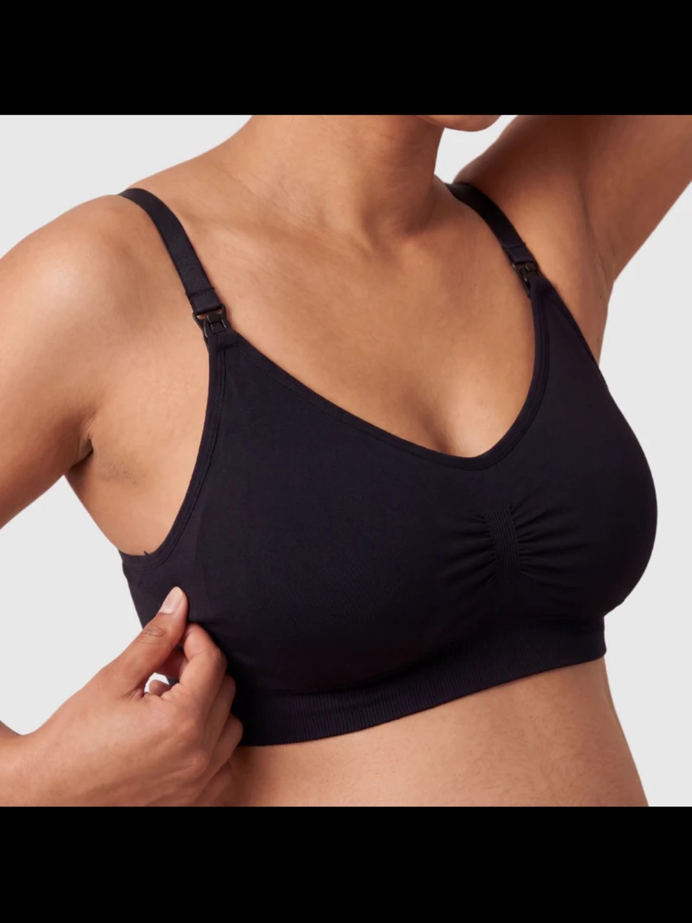 Black Seamless Nursing & Maternity Bra with Clip-Down Straps